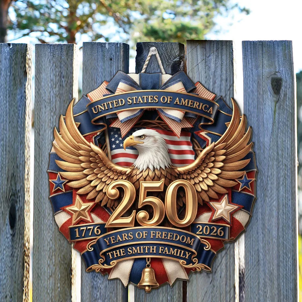 Custom Patriotic Door Sign for Families - 250th Anniversary Celebration Sign MagicInPrints