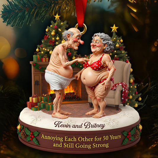Annoying Each Other for 50 Years and Still Going Strong - Personalized Old Couple Christmas Ornament Ornament MagicInPrints