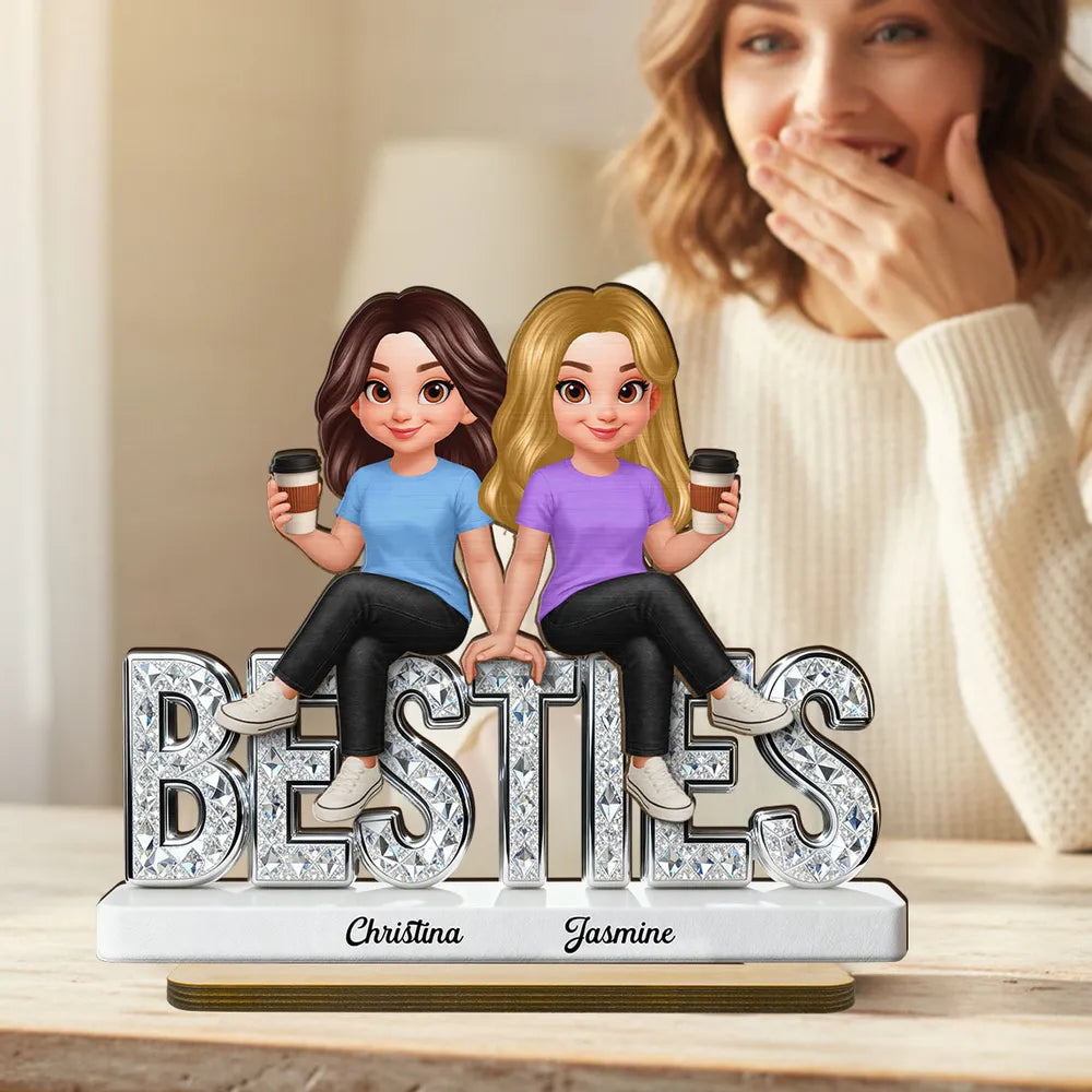 Personalized Best Friends Figurine for Women with Coffee - Friendship Gift Plaque MagicInPrints