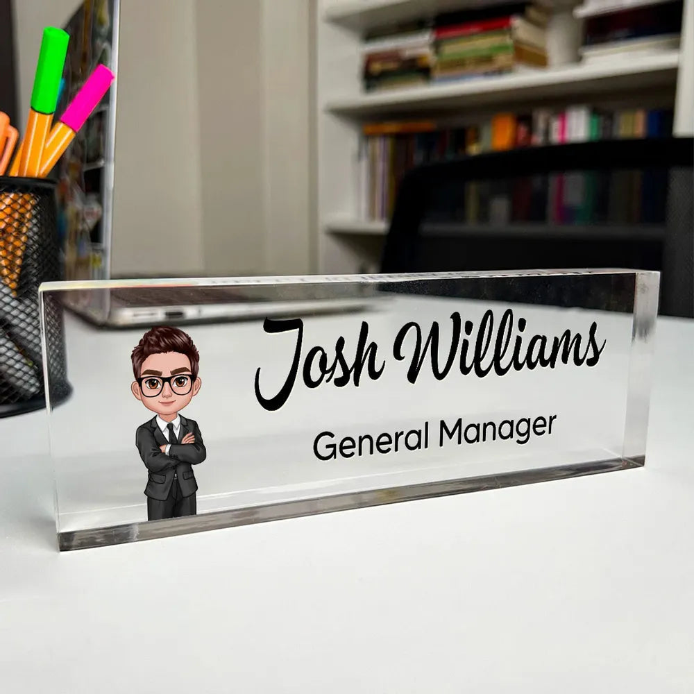 Custom Acrylic Desk Name Plate for Professionals - Office Decor Plaque MagicInPrints