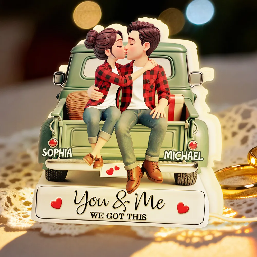 Personalized Couple Figurine Romantic Gift with LED Light - Anniversary or Valentine's Day Plaque MagicInPrints