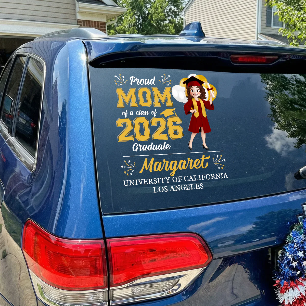 Custom Graduation Car Decal for Proud Mom - Class of 2026 Celebration Sticker MagicInPrints