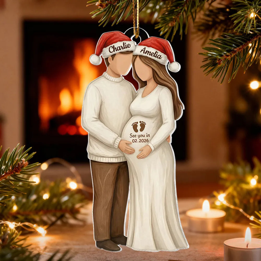 Personalized Christmas Ornament for Expecting Parents - Pregnancy Announcement Keepsake Ornament MagicInPrints