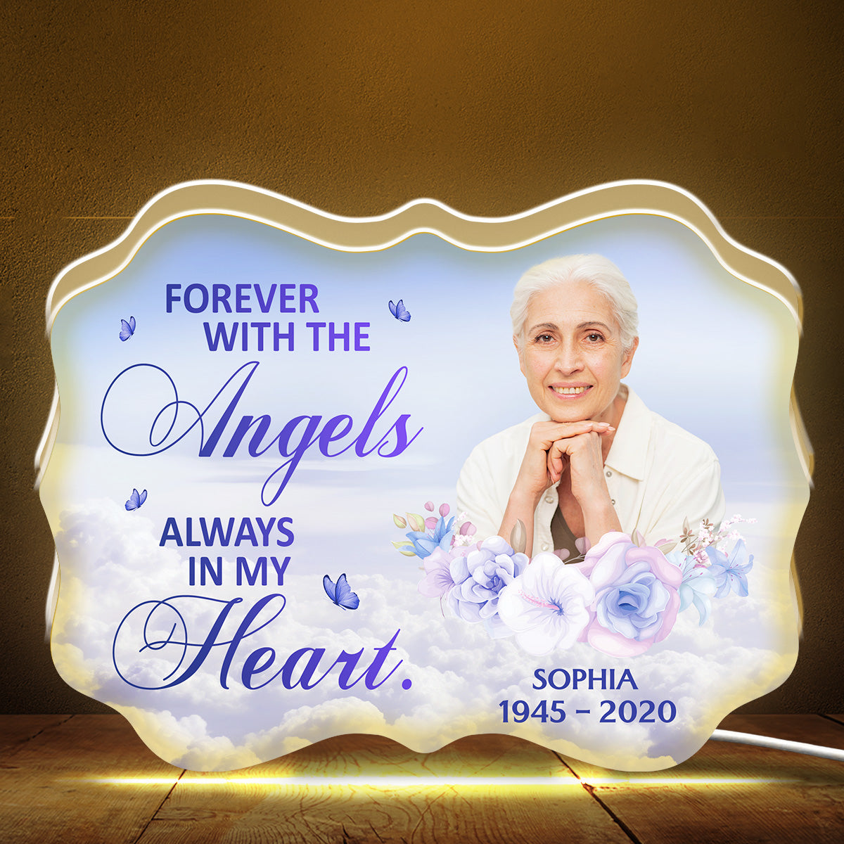 Personalized Memorial LED Light for Family - Forever in Our Hearts Tribute Plaque MagicInPrints