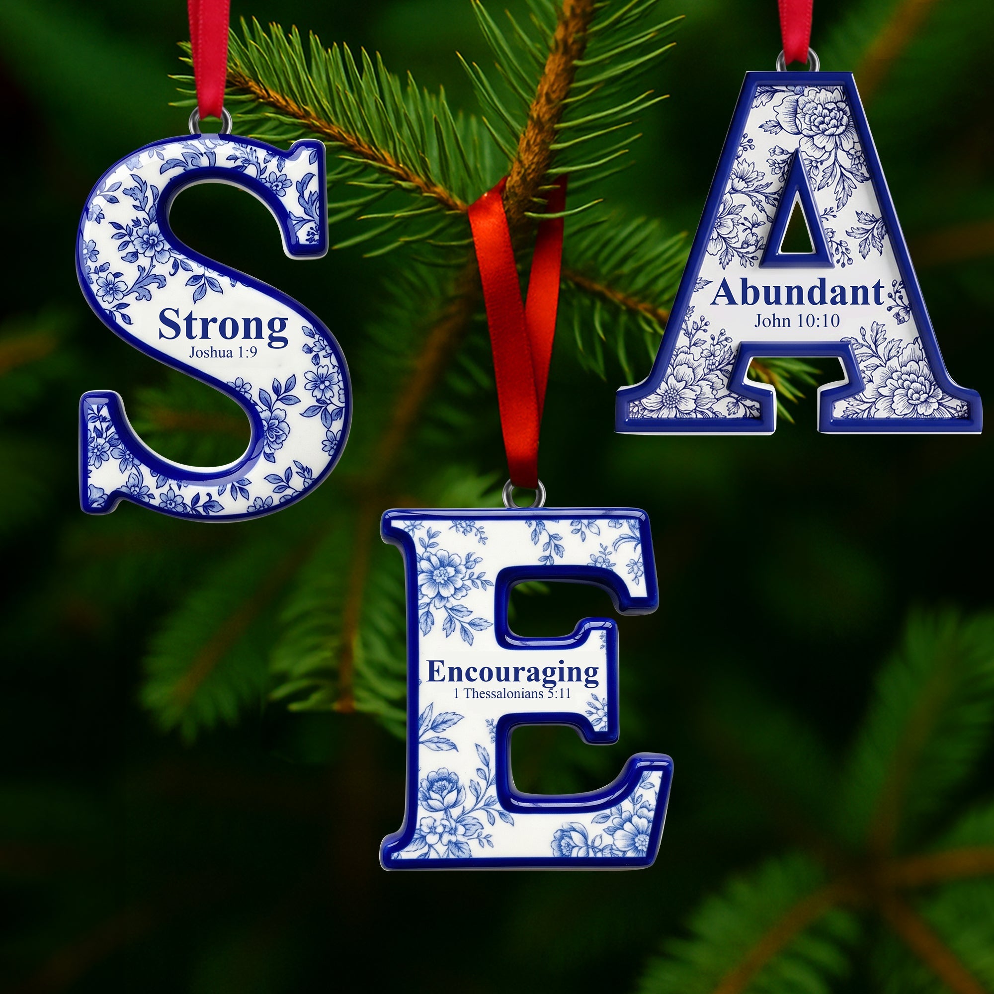 Blessed - Personalized Scripture Initial Christmas Ornament Ornament MagicInPrints