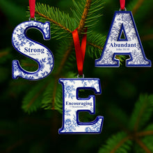 Load image into Gallery viewer, Blessed - Personalized Scripture Initial Christmas Ornament Ornament MagicInPrints
