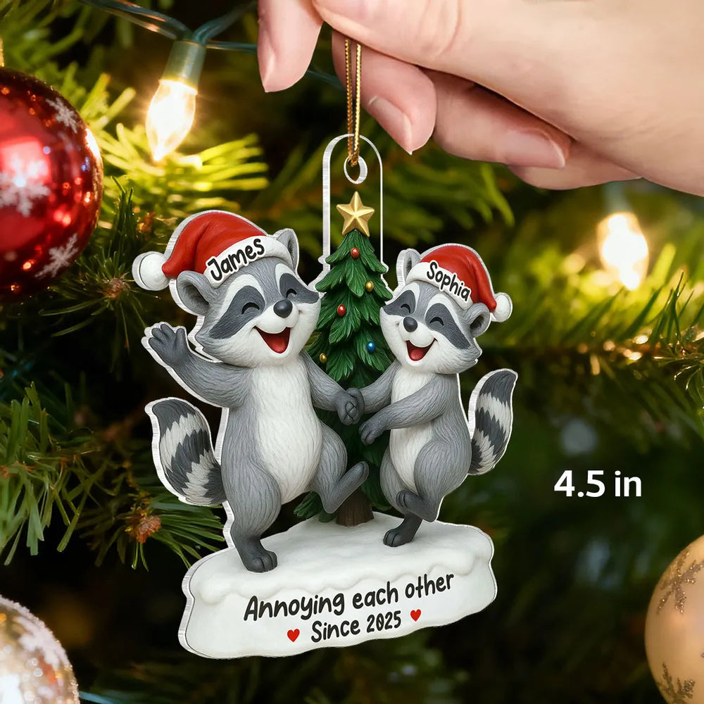 Personalized Raccoon Couple Christmas Ornament - Funny Holiday Gift Ornament MagicInPrints