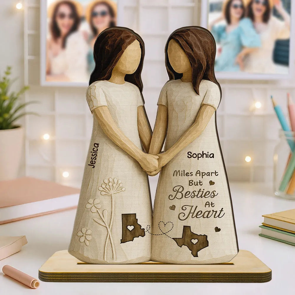 Personalized Best Friends Wooden Figurine - Long Distance Friendship Gift Plaque MagicInPrints