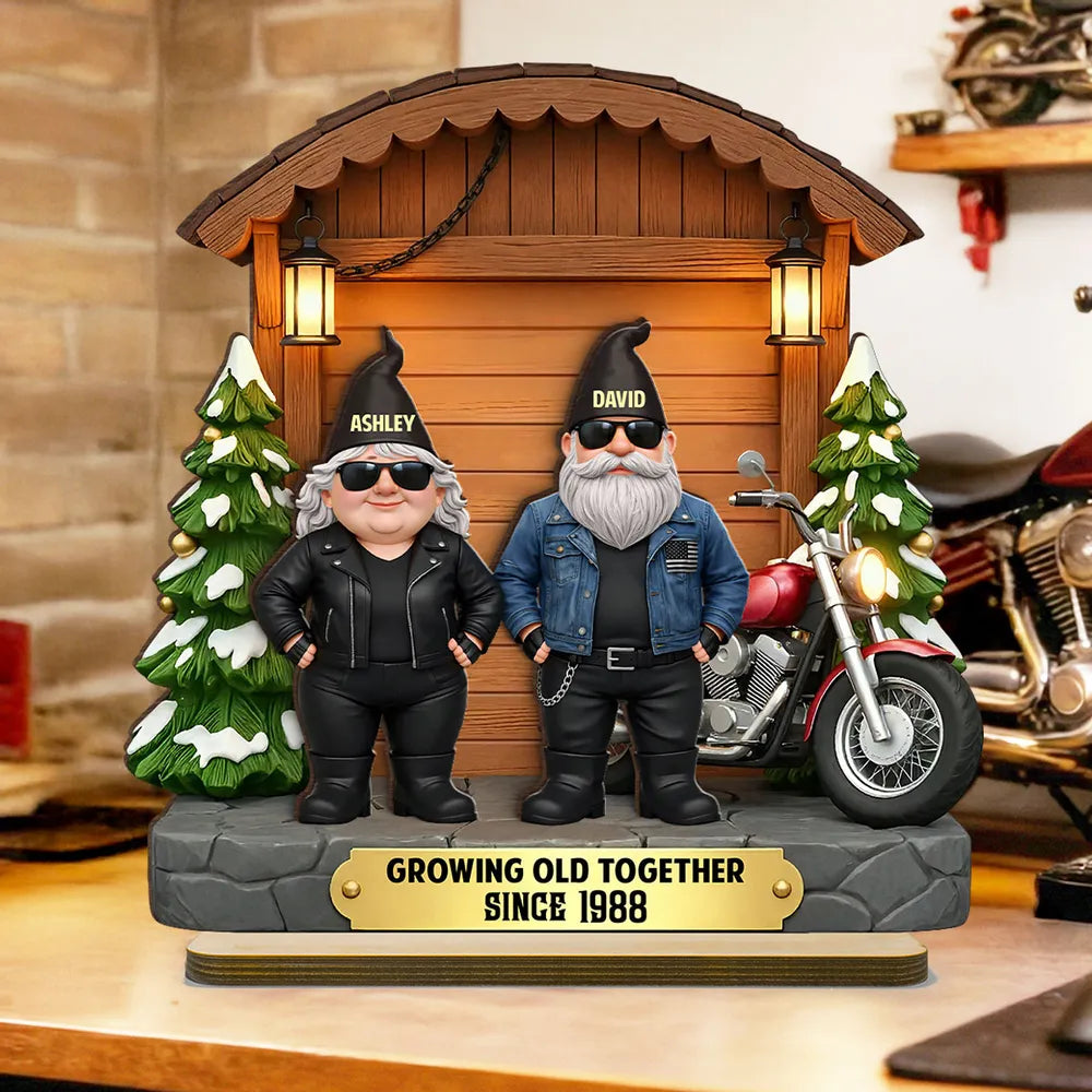 Personalized Biker Couple Figurine for Anniversary - Growing Old Together Plaque MagicInPrints