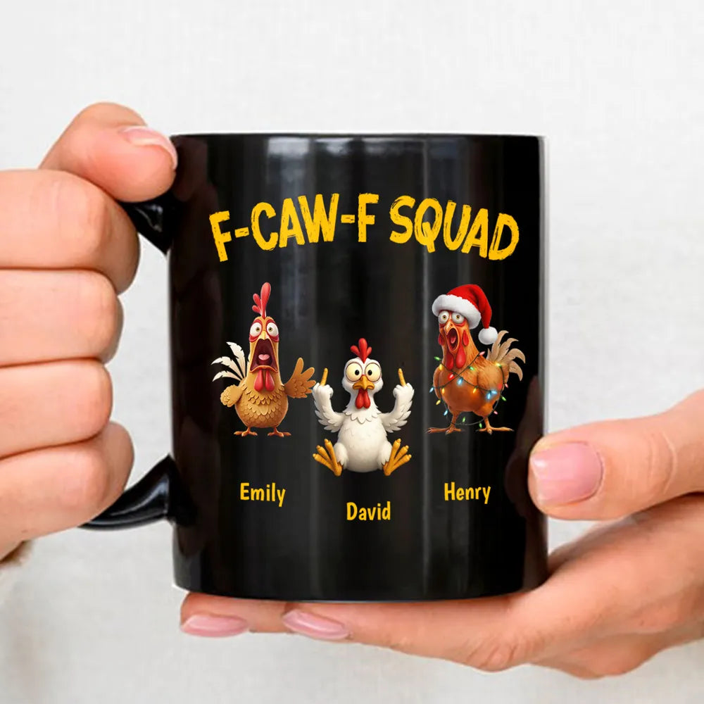 Personalized Funny Chicken Mug for Adults - F-Caw-F Squad Design Cup MagicInPrints