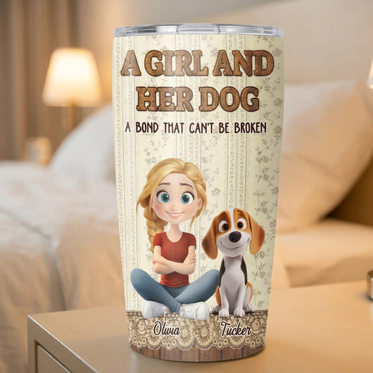 Personalized Girl and Dog Tumbler for Pet Lovers - Sentimental Gift Cup MagicInPrints