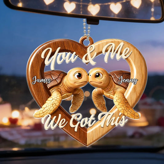 Personalized Turtle Couple Car Ornament for Partners - Romantic Gift Car Hanger MagicInPrints