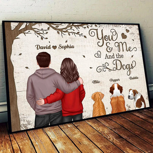 Personalized Couple and Dogs Canvas Print - Romantic Home Decor Gift Poster or Canvas MagicInPrints