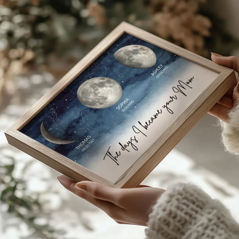 Personalized Moon Phase Canvas Print for Mom - Special Dates Commemoration Poster or Canvas MagicInPrints