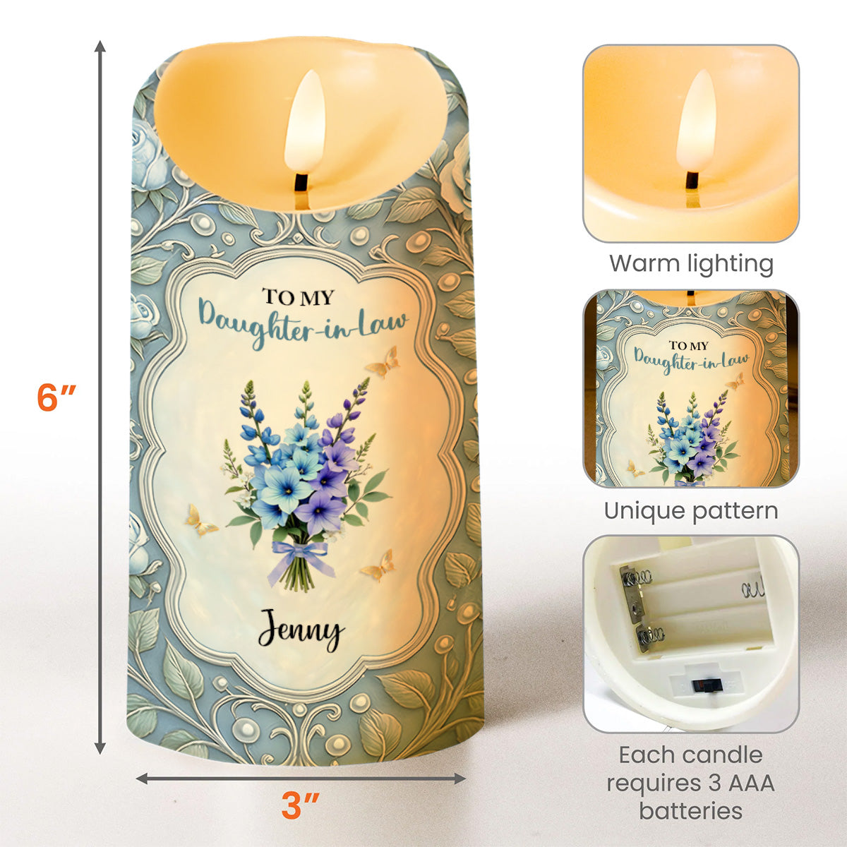 Personalized LED Candle for Daughter-in-Law with Heartfelt Message - Sentimental Gift Lamp MagicInPrints