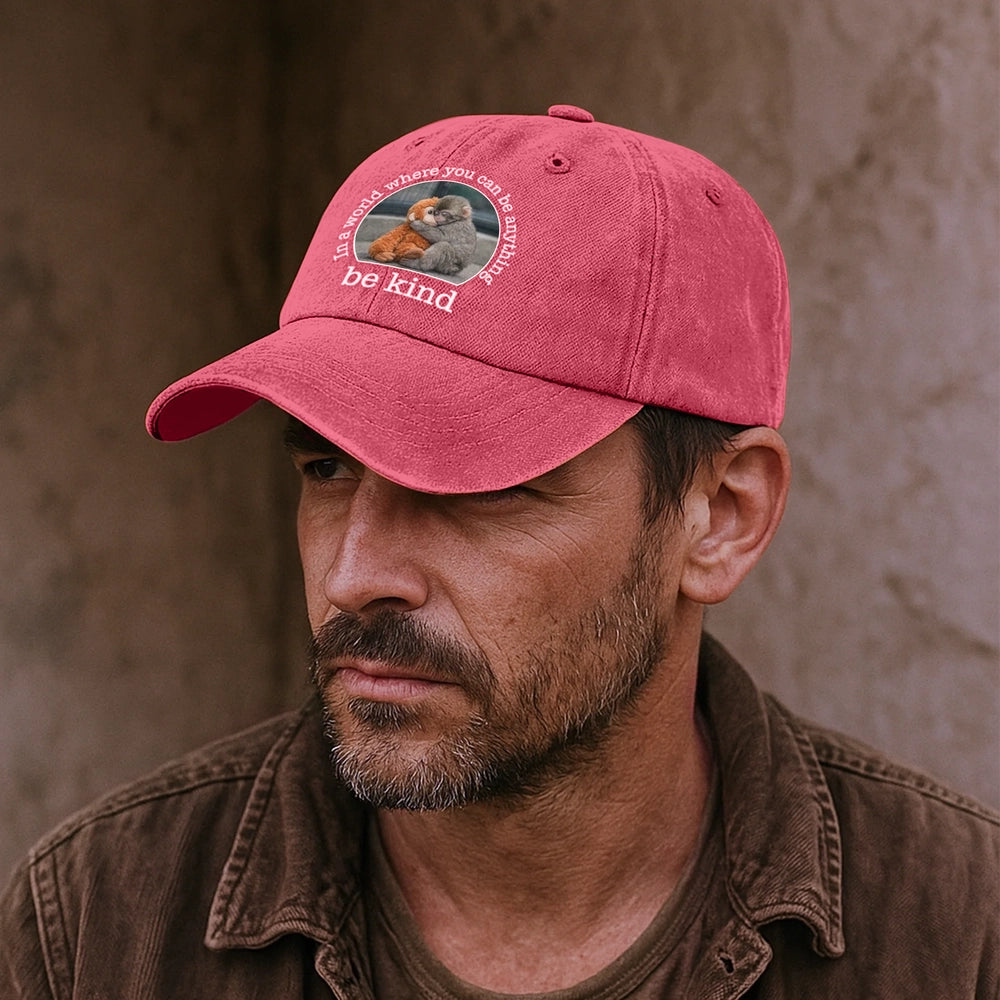 Embroidered Cotton Baseball Cap for Adults - Be Kind Message Hat MagicInPrints