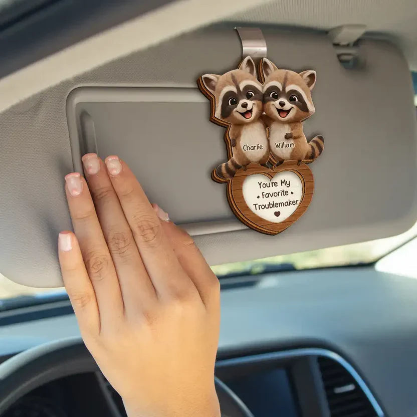 Personalized Raccoon Car Hanging Ornament for Couples - Funny Love Gift Car Hanger MagicInPrints
