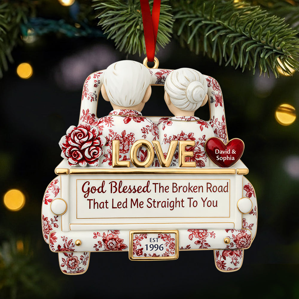 God Blessed The Broken Road - Eternal Journey of Love Christmas Ornament - Personalized Gift for Couples Ornament MagicInPrints