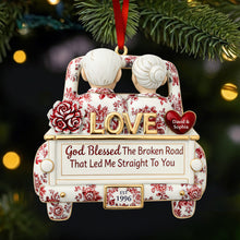 Load image into Gallery viewer, God Blessed The Broken Road - Eternal Journey of Love Christmas Ornament - Personalized Gift for Couples Ornament MagicInPrints
