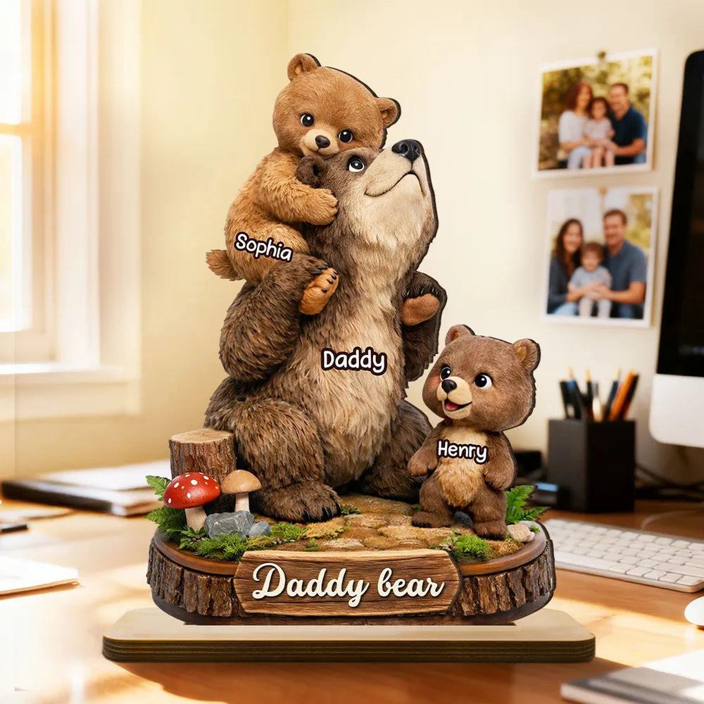 Personalized Bear Family Figurine for Dad - Custom Names Gift Plaque MagicInPrints