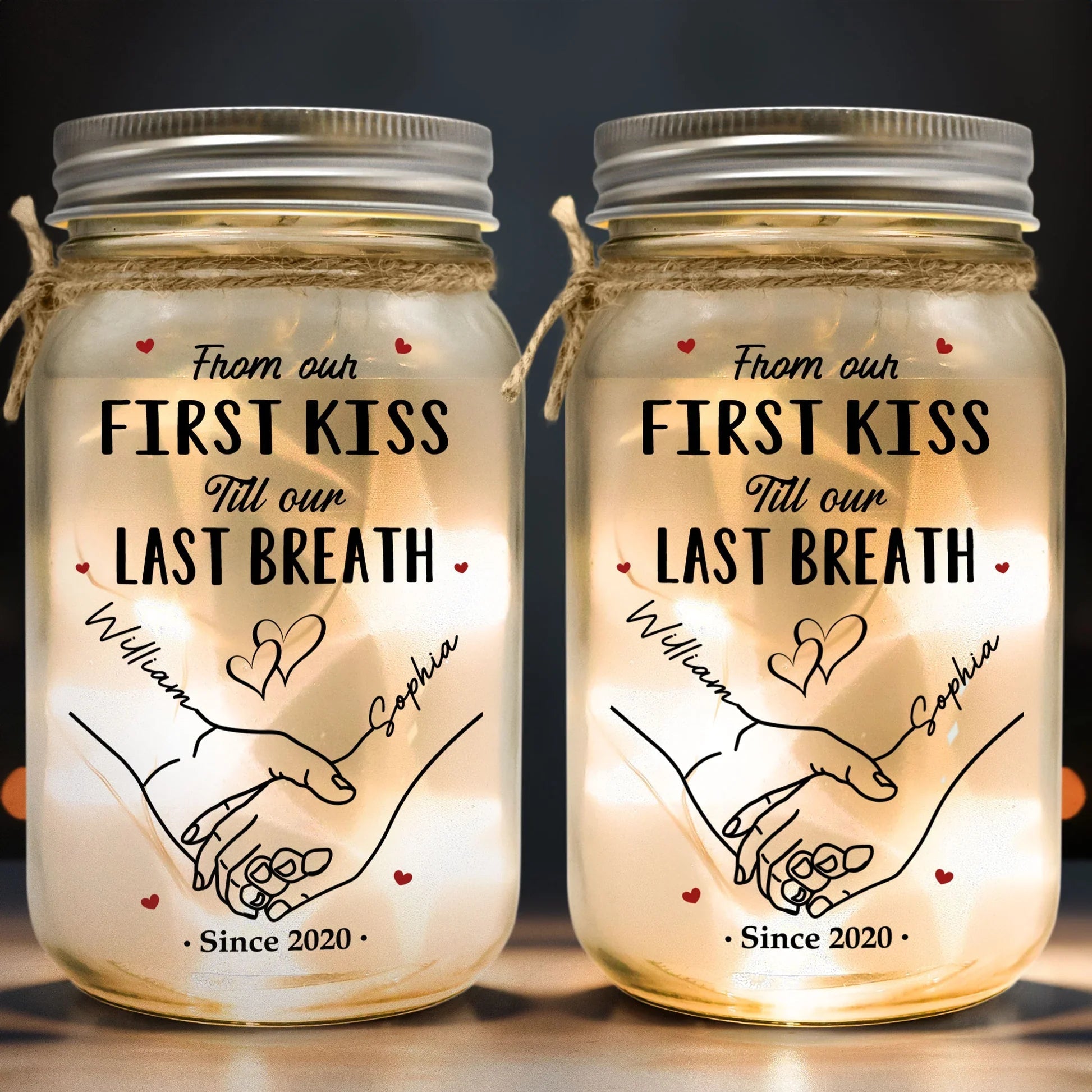Personalized LED Mason Jar for Couples - Romantic Gift for Anniversaries Lamp MagicInPrints