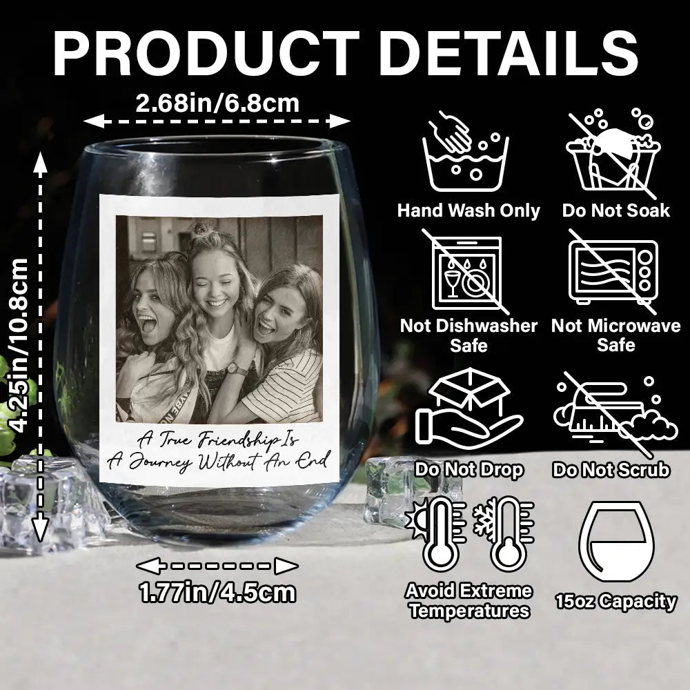 Custom Photo Stemless Wine Glass for Friends - Fun Gift for Any Occasion Cup MagicInPrints