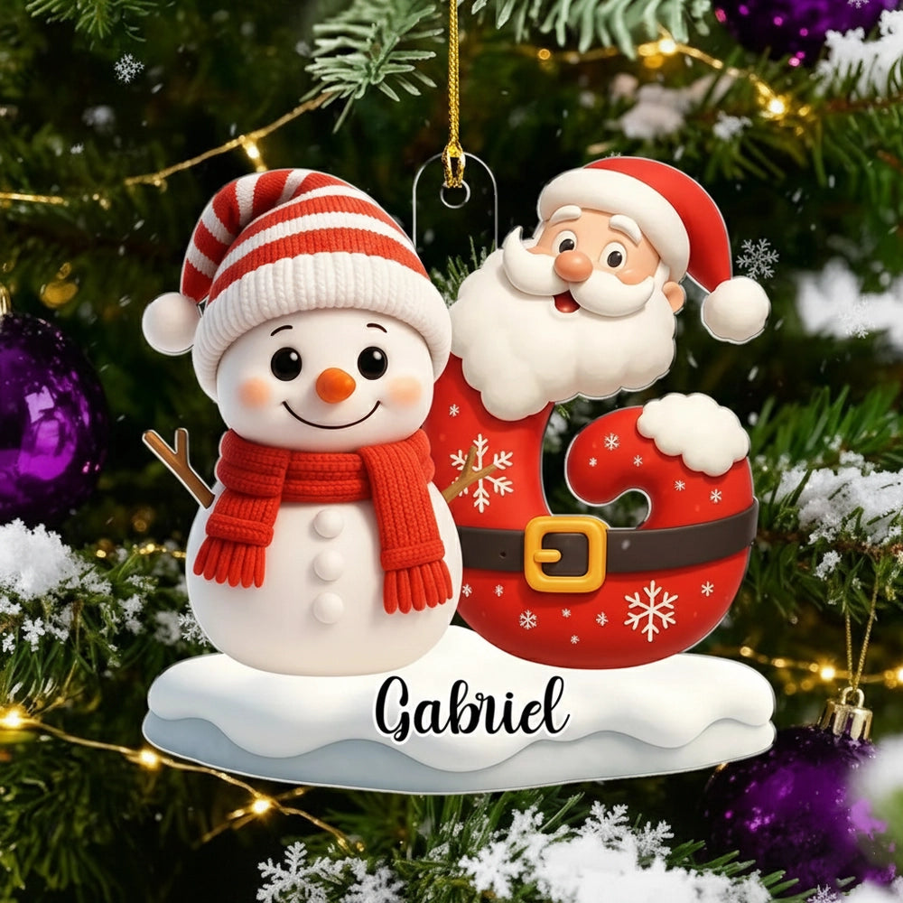 Personalized Christmas Ornament for Kids - Snowman and Santa Design Ornament MagicInPrints