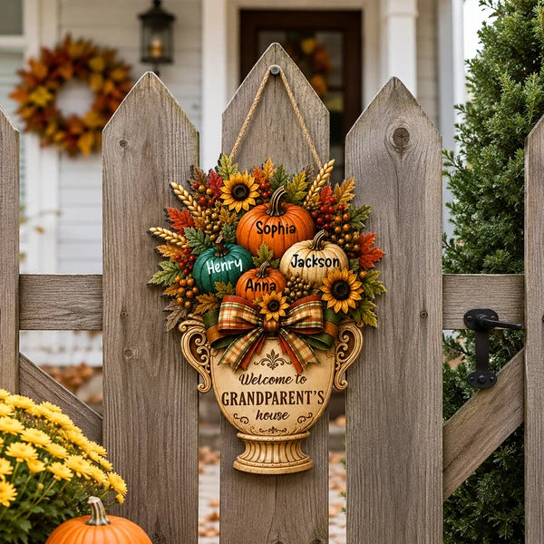 Personalized Wooden Sign for Grandparents Fall Decor Gift