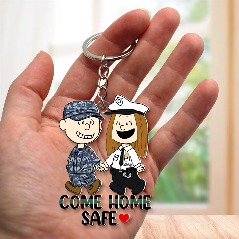 Personalized Come Home Safe Couple Keychain | Unique Valentine's Day Gifts for Couples Keychains PopCulturePrints
