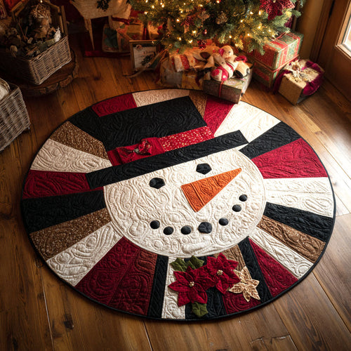 Add a Touch of Cheer – Personalized Classic Noel Frosty Quilted Round Mat – Gift for Home Lovers Quilted Round Mat MagicInPrints