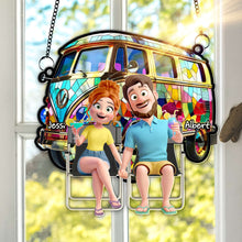 Load image into Gallery viewer, Love on the Road: Couple With Colorful Motorized RV Suncatcher - Personalized Gift for Couples Ornament MagicInPrints
