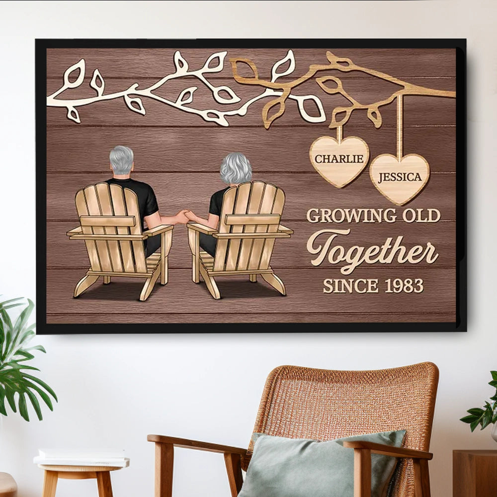 Personalized Anniversary Canvas for Couples - Growing Old Together Since 1983 Poster or Canvas MagicInPrints
