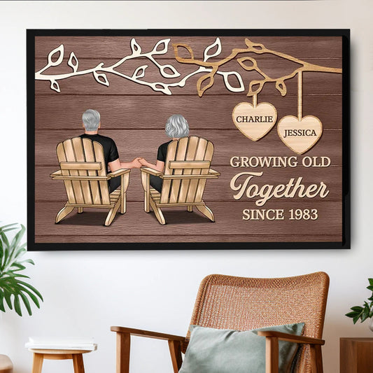 Personalized Anniversary Canvas for Couples - Growing Old Together Since 1983 Poster or Canvas MagicInPrints