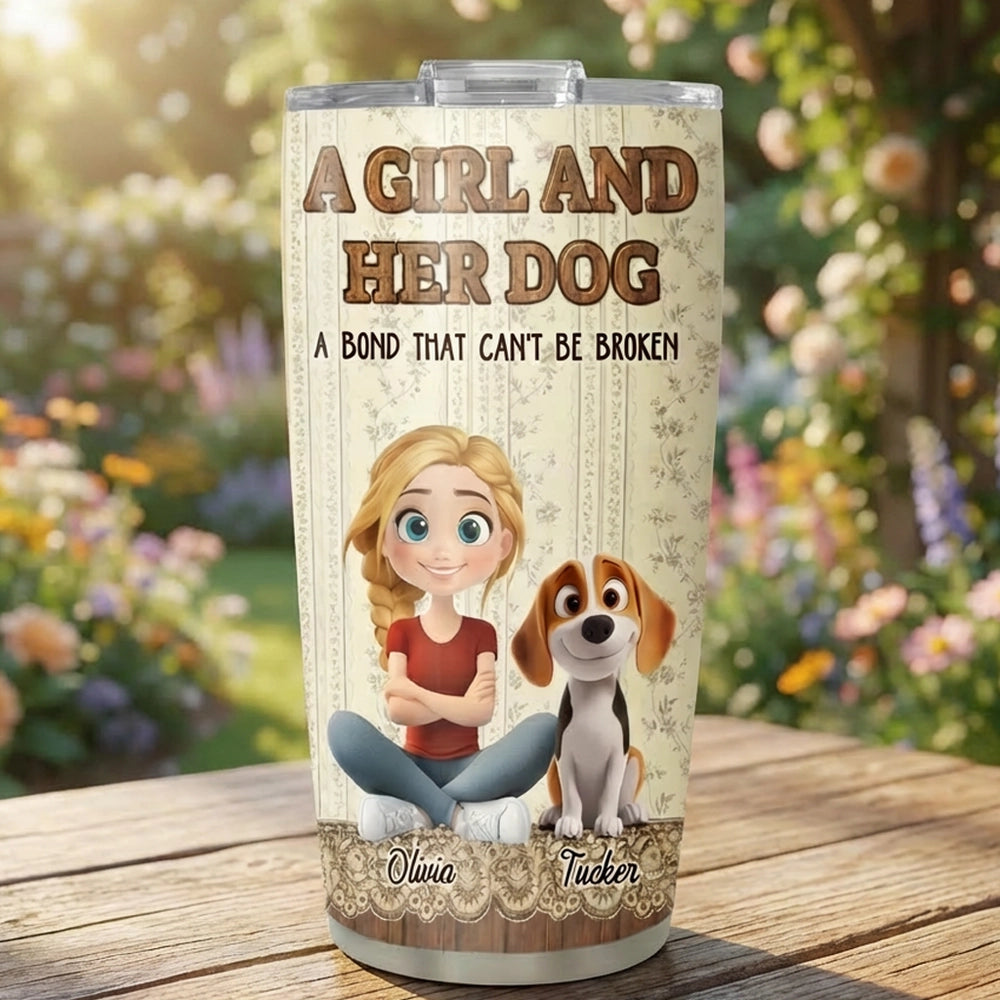 Personalized Girl and Dog Tumbler for Pet Lovers - Sentimental Gift Cup MagicInPrints