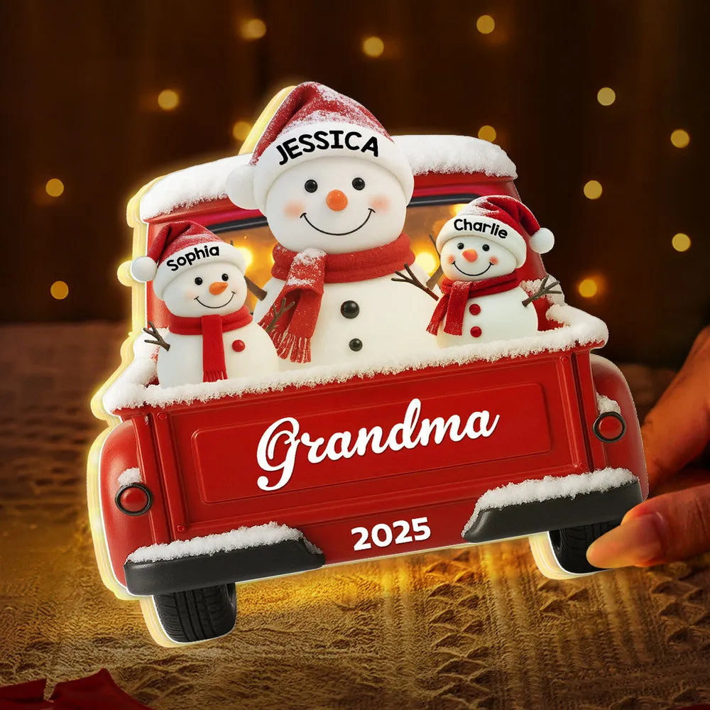 Personalized Snowman Family Ornament for Grandma - Christmas 2025 Decoration Plaque MagicInPrints