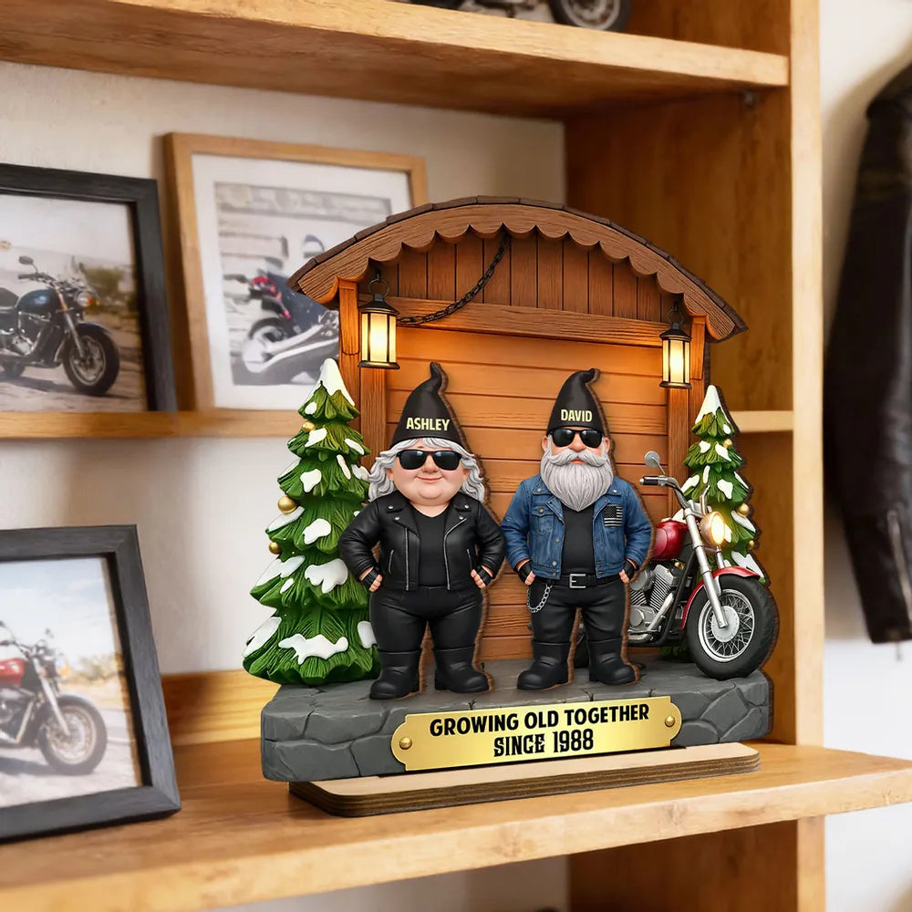Personalized Biker Couple Figurine for Anniversary - Growing Old Together Plaque MagicInPrints