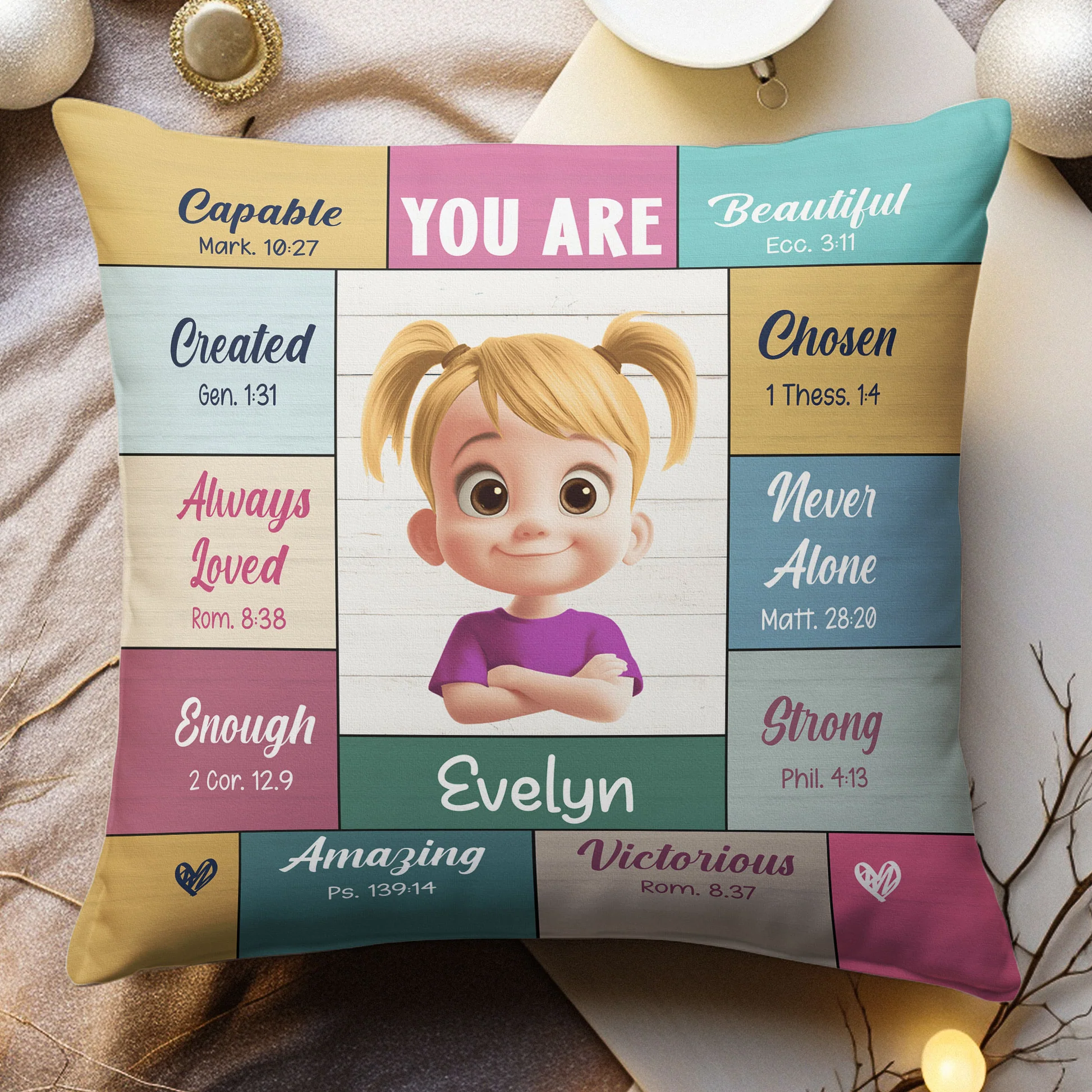 Personalized Inspirational Kids Pillow for Girls - Encouraging Christian Quotes Pillow MagicInPrints