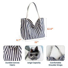 Load image into Gallery viewer, Personalized Striped Canvas Tote Bag for Sewing Lovers Gift
