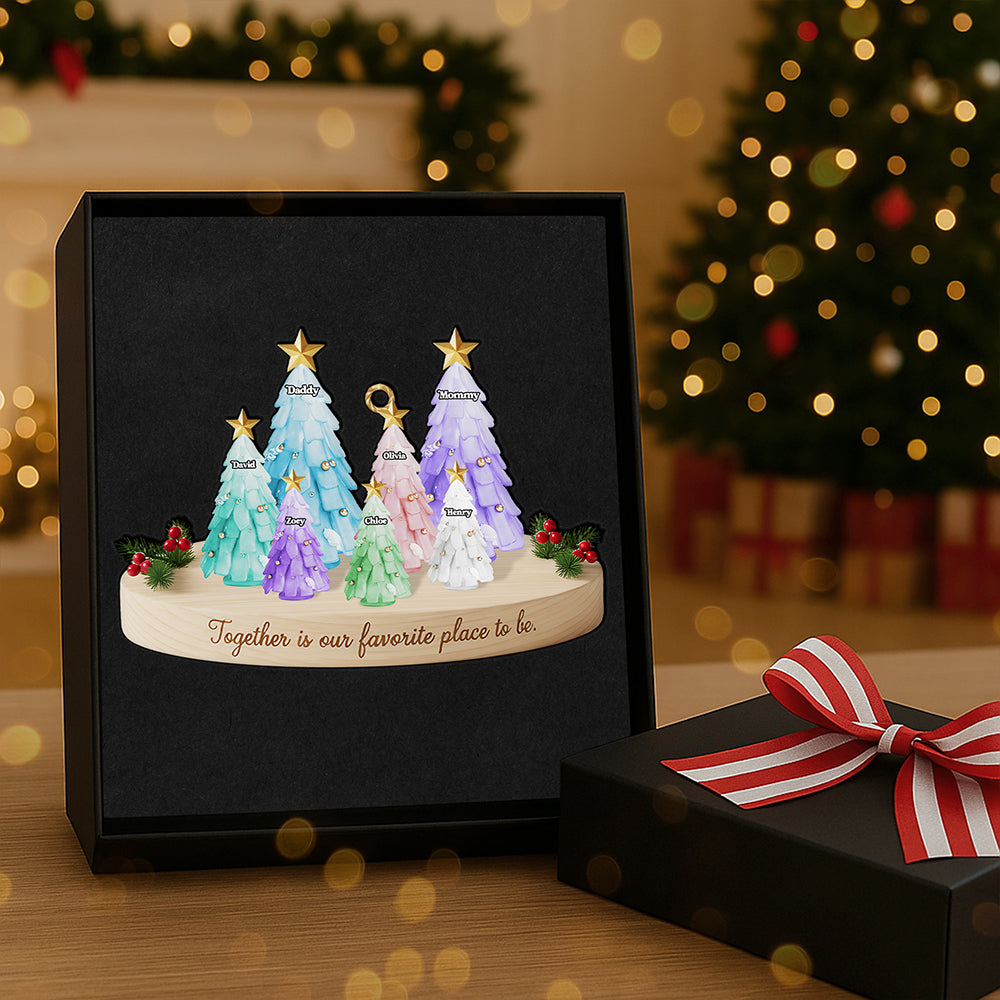 Personalized Gifts For Family, Christmas Tree Sea Glass Family Acrylic Ornament Ornament MagicInPrints
