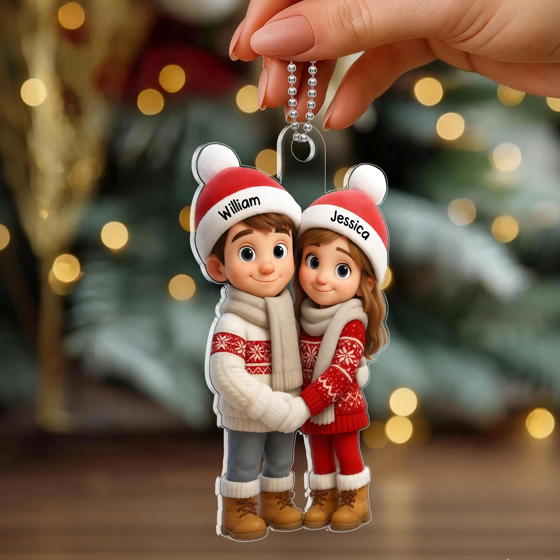 Personalized Christmas Couple Ornament for Kids - Holiday Tree Decoration Ornament MagicInPrints
