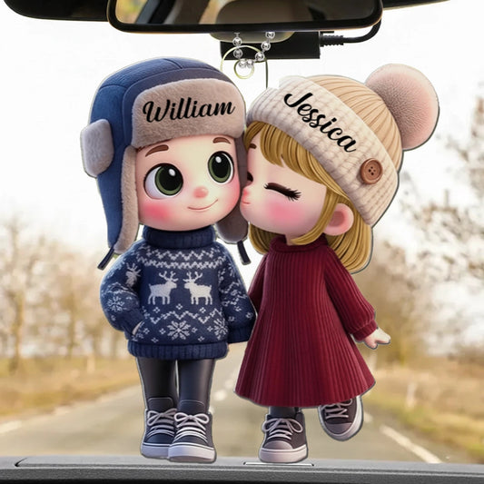 Personalized Couple Car Hanging Ornament for Lovers - Cute Gift for Anniversaries Car Hanger MagicInPrints