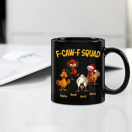 Personalized Funny Chicken Mug for Adults - F-Caw-F Squad Design Cup MagicInPrints