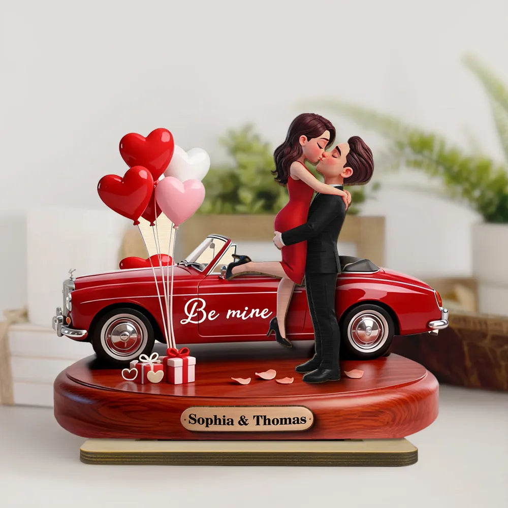 Personalized Romantic Couple Figurine with Car and Balloons - Valentine's Day Gift Plaque MagicInPrints