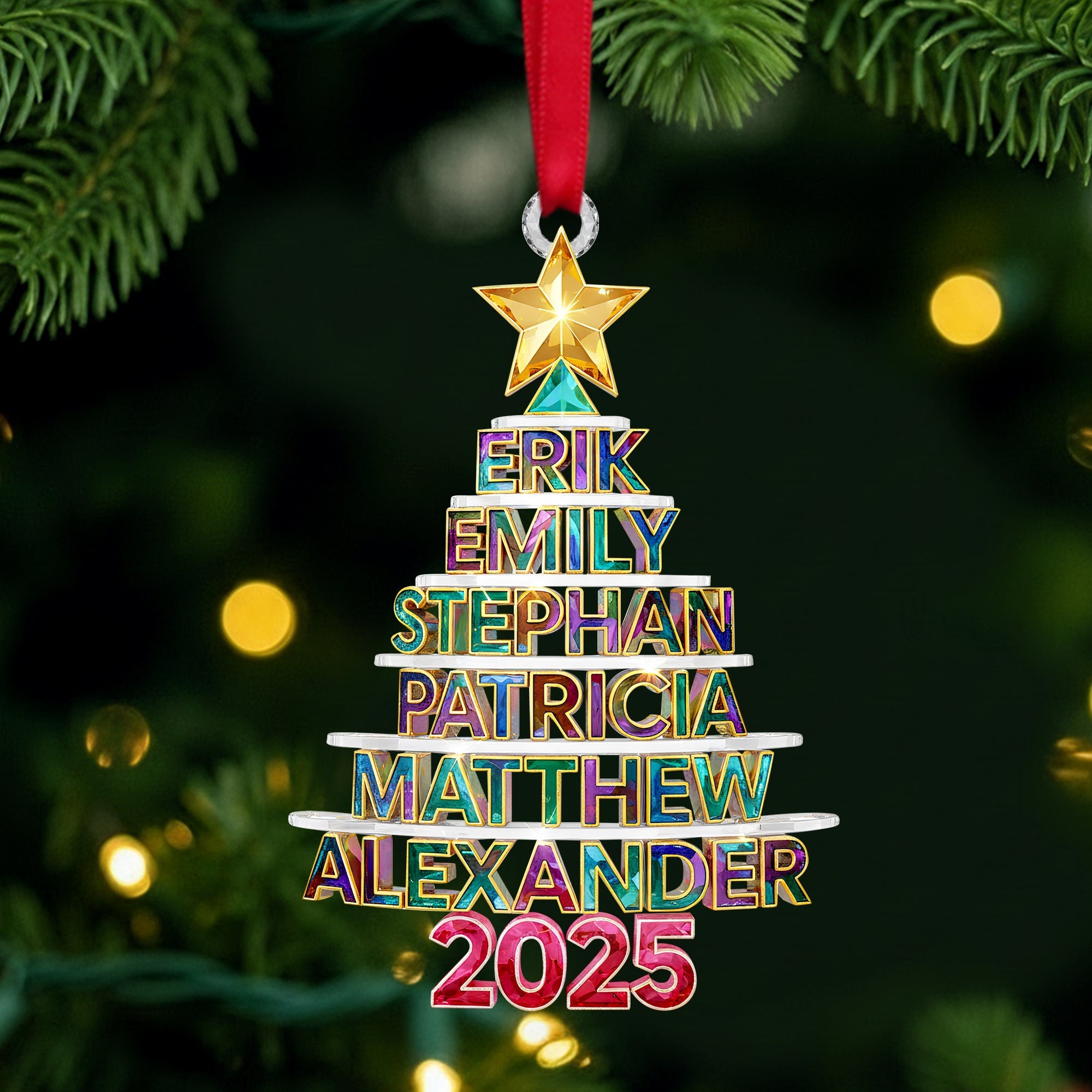 Celebrate Family Love: Personalized Christmas Tree Family Name Ornament - Cherished Gifts for Parents, Grandparents, and Friends Ornament MagicInPrints