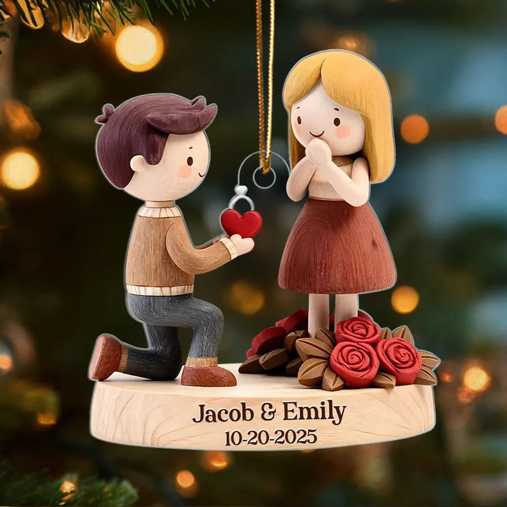 Personalized Engagement Ornament for Couples - Romantic Proposal Keepsake Ornament MagicInPrints