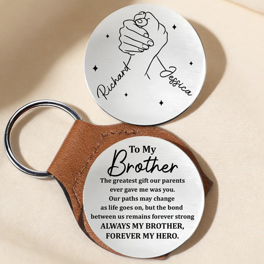Personalized Keychain for Brother with Engraved Message - Sentimental Gift Keychain MagicInPrints