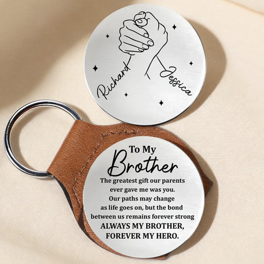 Personalized Keychain for Brother with Engraved Message - Sentimental Gift Keychain MagicInPrints