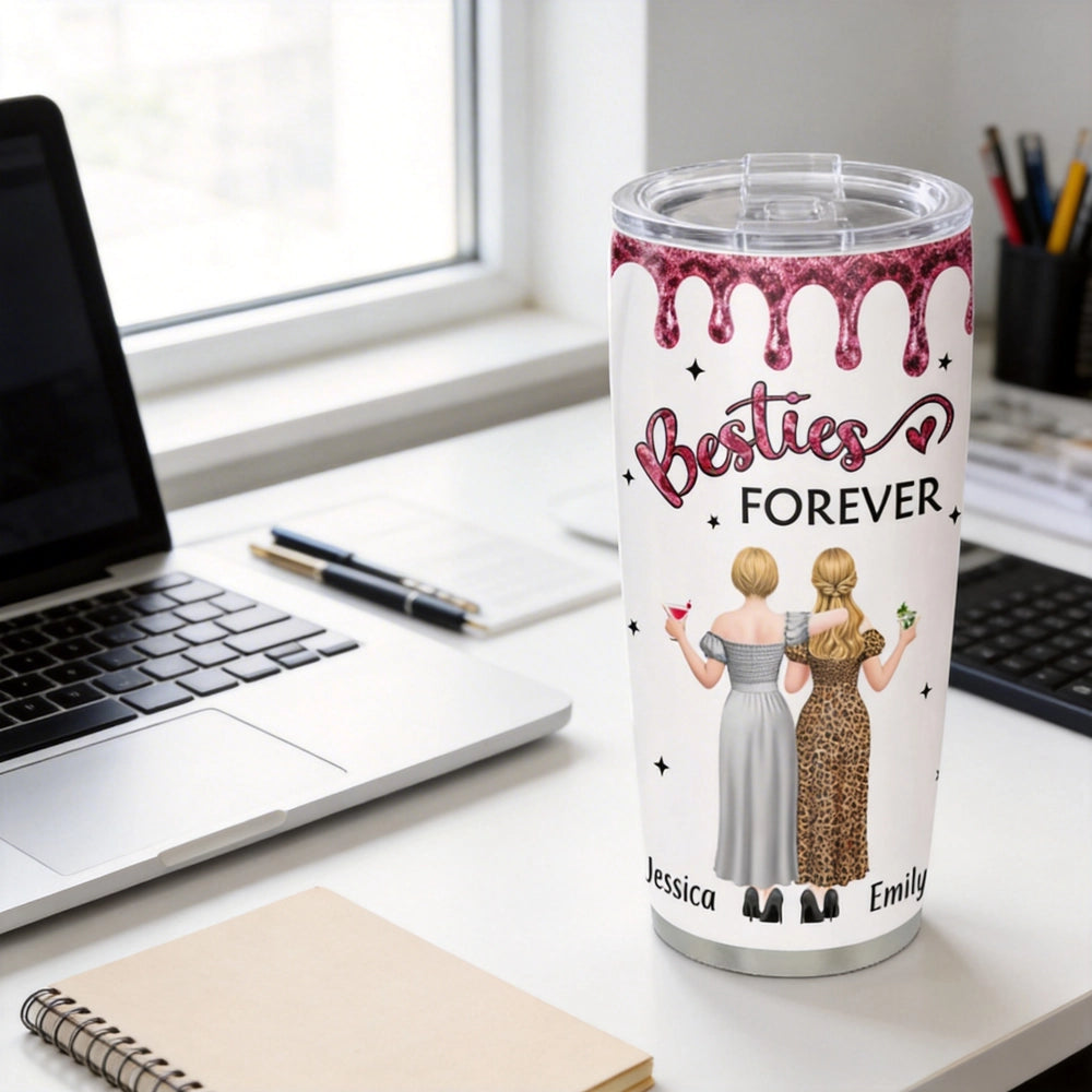 Personalized Besties Forever Tumbler for Friends - Custom Names Gift Cup MagicInPrints
