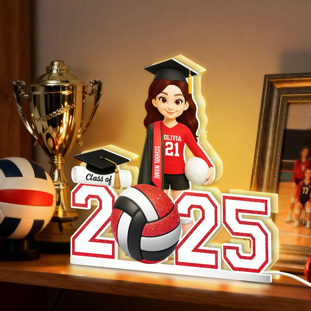 Personalized Graduation Volleyball LED Lamp for Class of 2025 - Perfect for Senior Athletes Plaque MagicInPrints