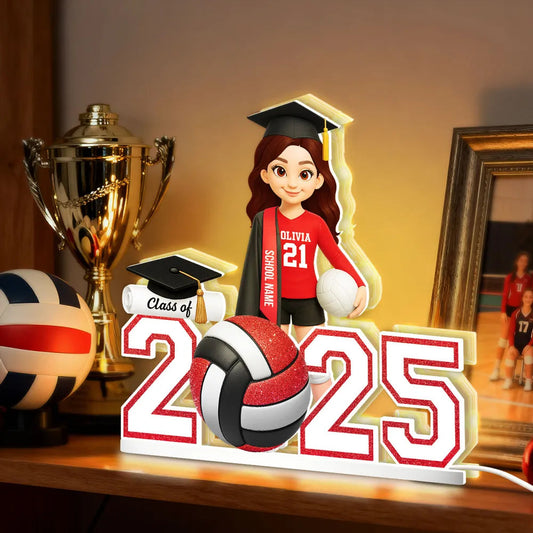 Personalized Graduation Volleyball LED Lamp for Class of 2025 - Perfect for Senior Athletes Plaque MagicInPrints